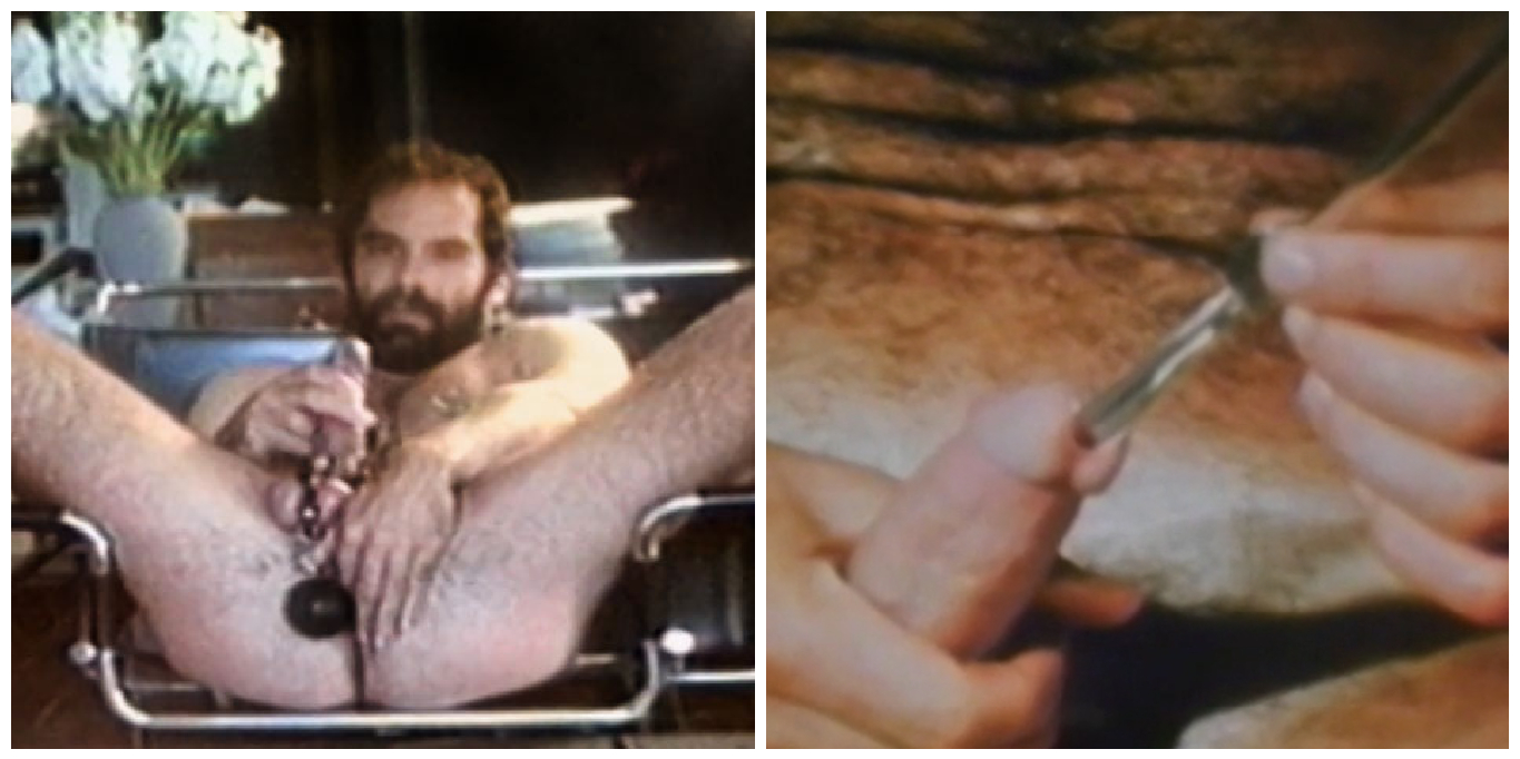 Jason Steele in Big Bear Men (left); sounding film Penetration (right)